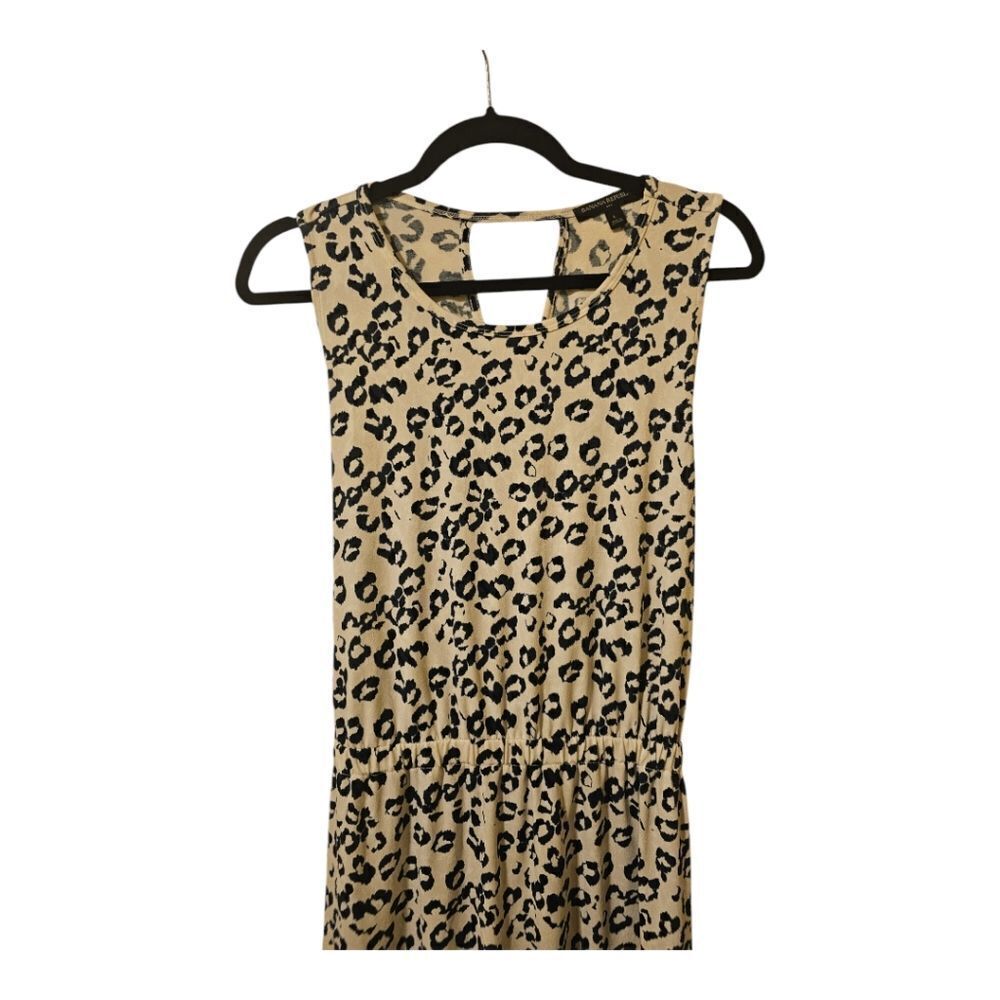 BANANA REPUBLIC Crossback Midi Dress‎ Navy Off White Leopard Print - Size Large - Picture 5 of 12
